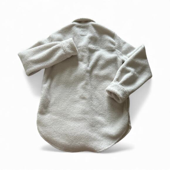 Abercrombie & Fitch Sherpa Shirt Jacket Teddy Extra Small Off White Shacket - Picture 3 of 5